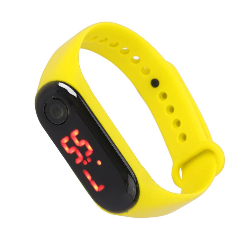 woobles Mini Children Electronic Watch Red LED Simple Student Sports Electronic Watch with Silicone Watch Band(Yellow) - Image 2